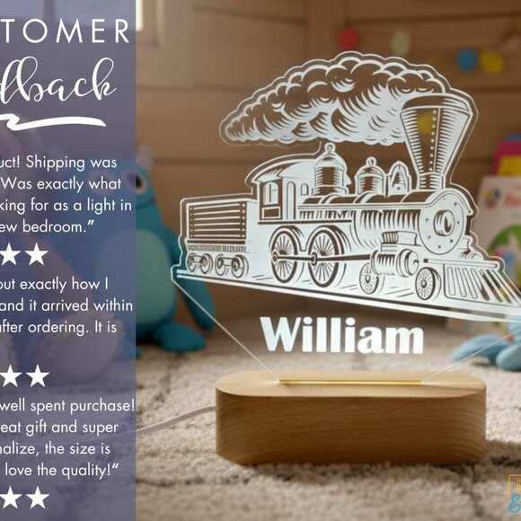 Train Custom Name Light | Personalized LED Decor for Kids | Christmas - Picture 7 of 8
